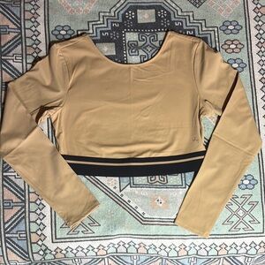JoyLab Tan Long Sleeve Fitted Cropped top